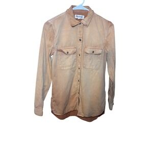 Madewell‎ Womens Tomboy Workshirt Button Down Shirt XS Tan Camel Button Up Denim